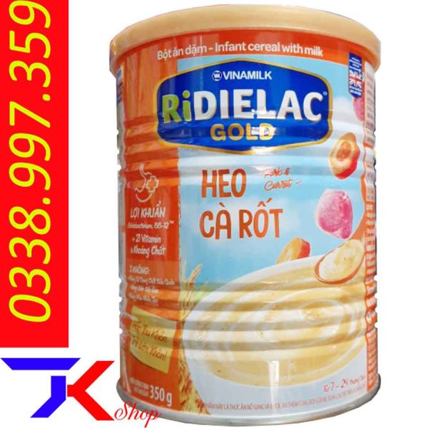 Bột ăn dặm RIDIELAC GOLD heo cà rốt Hộp thiếc 350g