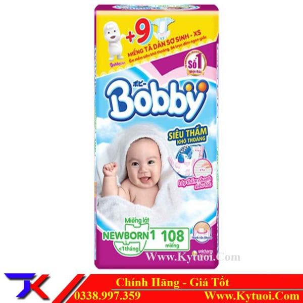 Miếng lót Bobby Newborn 1 siêu đại 108 miếng