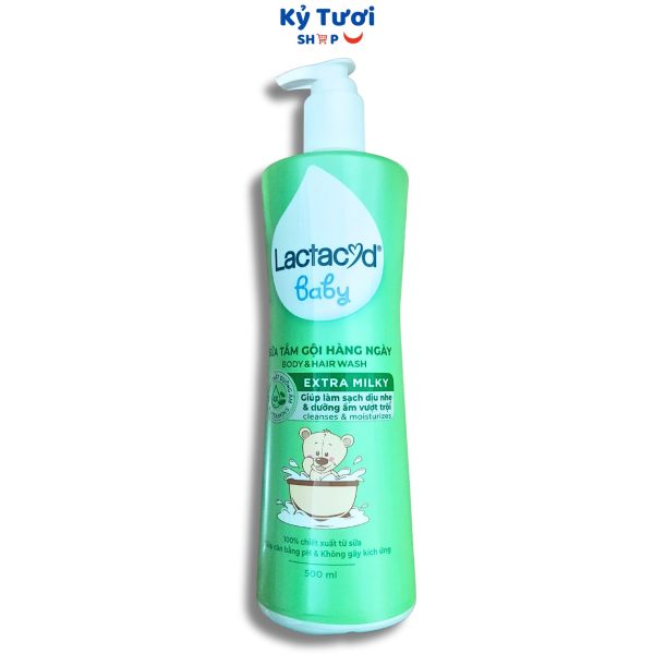 Sữa tắm gội Lactacyd Baby Extra Milky (Xanh lá)